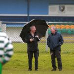 Having a chat on the sideline of the Milford United versus Rathmullan local derby in Moyleview park on Sunday. The visitors won with a late goal from Eoin Sheridan making it 2-1. Photo: Donna El Assaad