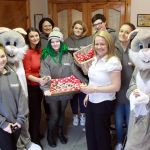 Letterkenny Youthreach's Denise Ferguson, Sarah Ward, Kayleigh Warren, Deirdre Gallagher, Shannon Hanlon, Lorcan Hughes, Saffron Bell and Allannah O'Corrain pop into the Donegal News office to do a 'Random act of kindness' giving out some tasty homebaked chocolate treats pictured with Roisin McGuinness and Doreen Gallagher, Donegal News staff. Photo: Donna El Assaad