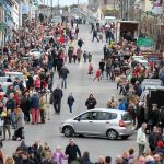 Main street, Dungloe on Easter Sunday afternoon where crowds enjoyed the annual parade of marching bands.