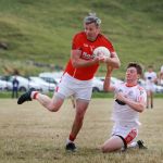 St. Michael's Christy Toye holds possession. He went on to score a point from this attack during the second half of the home team's game against Dungloe.
