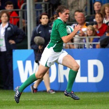 Nora Stapleton charges forward for Ireland.