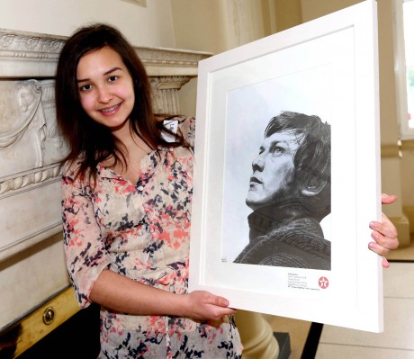 Lilla Kardos (15) and her portrait of James McAvoy.