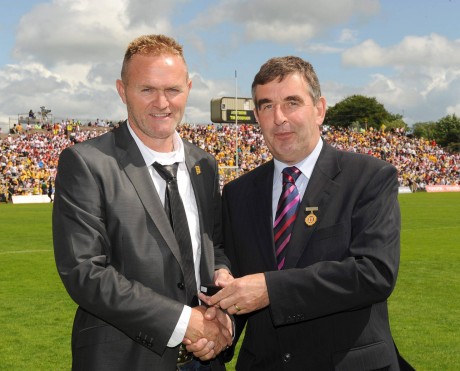 John Lynch (left) with then Ulster Council President Tom Daly at the 2009 Ulster final.