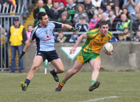 Patrick McBrearty in action against Dublin on Sunday.