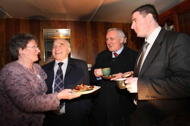 The late Harry Blaney with his wife Margaret, son Niall and former taoiseach Bertie Ahern.