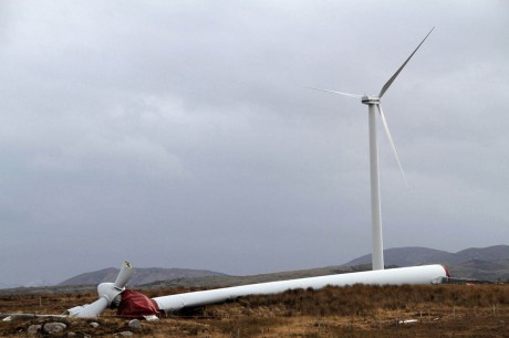 The wind turbine which fell near Ardara earlier this year.