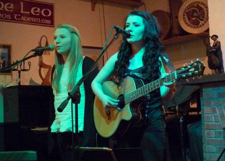 Olivia and Sinead Sharkey performing at Moya Brennan's monthly singer's club, CluBeo, at Leo's.