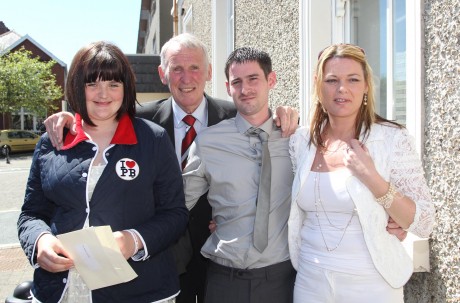 Paddy Crerand with family members Ursula Curran-Coll, John Curran and Jade Curran.