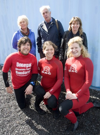 French journalists in Bundoran for the Sea Sessions Gathering festival, including (back, l-r) Julie Sarperi, Les Carnets de Traverse (travel blog); Bruno Barbier, Quotidien du Pharmacie (health magazine); and Nathalie Moreau, Esprit du Camping Car (monthly magazine); with (front, l-r) Paul Patton and Marie Muldowney, both Donegal Adventure Centre, and Helena Conway, Tourism Ireland.