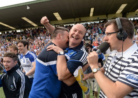 Monaghan manager Malachy O'Rourke celebrates at the final whistle.