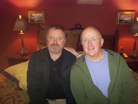 Mick Blake and Christy Moore after their performance together.