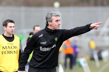 Donegal manager Jim McGuinness giving orders from the sideline. Photo: Donna McBride