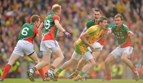 Christy Toye - pictured in action during the 2012 All-Ireland final - could return to the Donegal side on Wednesday night when they play Queen's.