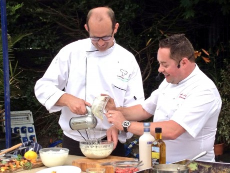 Brian McDermott, ‘The No Salt Chef’ with his friend and fellow award winning chef, Neven Maguire, who will both host their popular cookery demonstrations at the upcoming Taste of Donegal Festival along with Kevin Dundon.