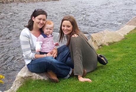 Little Caitlin Hartley with her mother Marie and aunt, Trea Duffy.