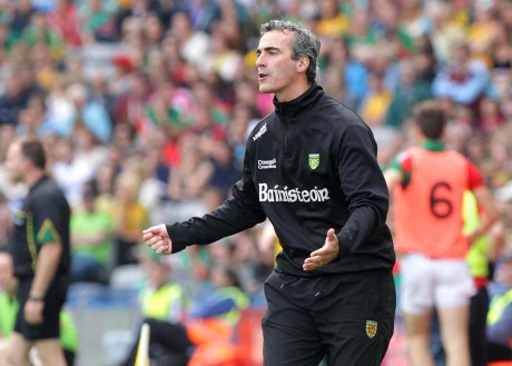 Jim
McGuinness on the sideline against Mayo. Photo: Donna McBride