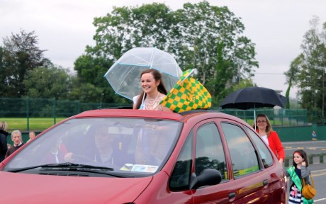 Catherine McCarron the Donegal Rose being driven through the town at a special homecoming held in her honour on Friday night.