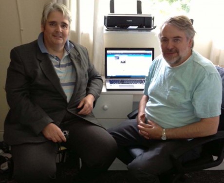 Freddie O'Donnell (co-founder) with his cousin Connell Gallagher, publisher of the Irish Emigrant, who built the website.