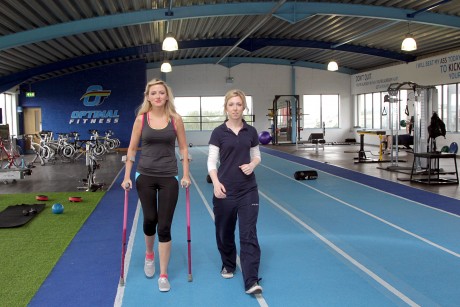 Nikki Bradley and her Physio Lorraine Boyce at Optimal Fitness gym.