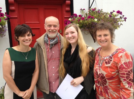 Coláiste Ailigh student Saoirse Ní Labhaois Nic Aoidh with her very proud parents Brian and Jan after she picked up her leaving certificate results. Saoirse intends to follow a career in art. Also in photo is Úna Ní Bhriain, leas- phríomhoide , Coláiste Ailigh.