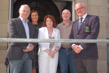 Sen Jimmy Harte, Mary Harte, Kathleen Lynch, TD, Mick Quinlivin and Cllr Paschal Blake at the Vestry, St Conal's before Minister Lynch took ill on Wednesday morning.