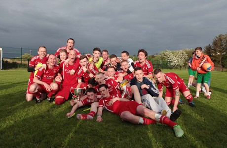 Swilly Rovers celebrate winning the Knockalla Caravans Cup earlier this year. This afternoon, they will bid to reach another final when they head to Drumkeen in the Donegal News USL Cup.