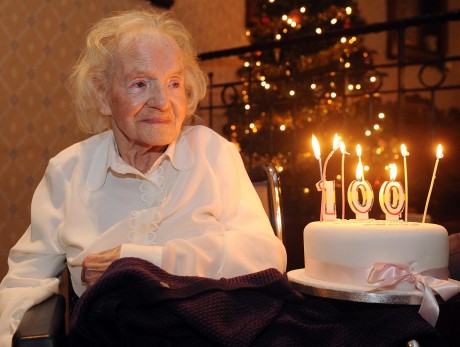 Mrs Grace Houston celebrating her 100th birthday earlier this year. Photo by Gerard McHugh