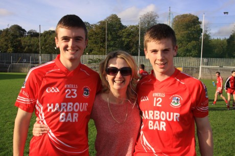 Eoghan Ban Gallagher, right, with his mum Edel and brother John.