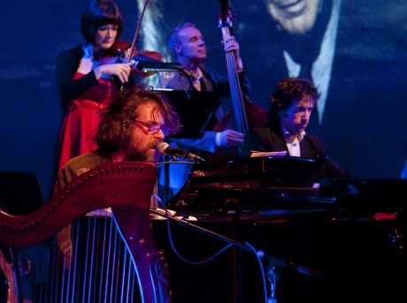 Liam Ó MaonlaÌ with Diane Daly, Brian O'Grady and Tom Howley of the Brad Pitt Light Orchestra. Photo: Jim Berkeley.