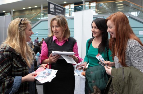 Catherine Lyster, Careers Officer, LYIT, with students, Sinead Moriarty, Aileen Gorman and Eimear Donoghue at the Careers and Postgraduate Fair on Monday.