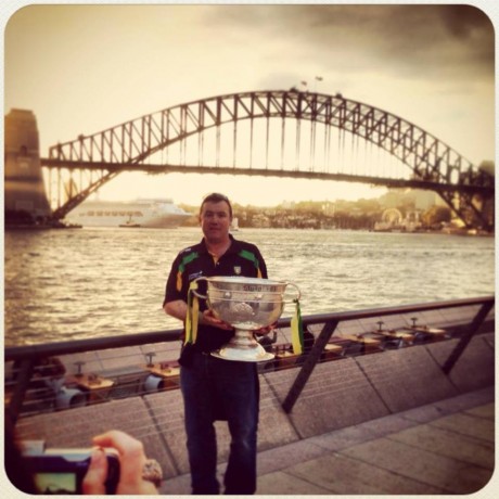 Cieran Kelly with the Sam Maguire Cup in Sydney.