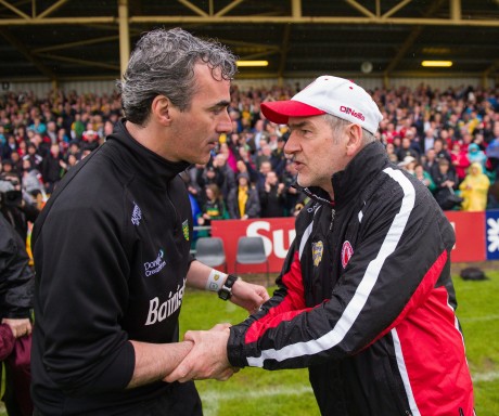 Jim McGuinness and Mickey Harte will meet in the opening day of the 2014 Dr McKenna Cup.