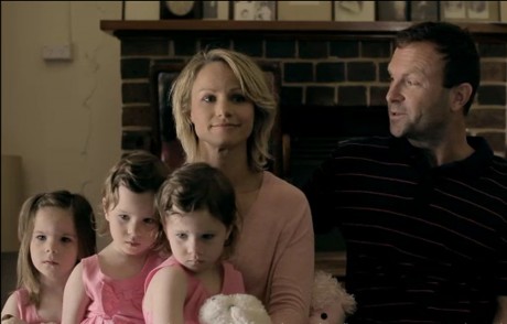 Declan's wife Jodie and their triplets with the actor who played 'Peter', the onscreen father.