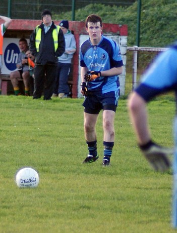 Cathal McGettigan lines up a pressure free to send the game into extra-time.