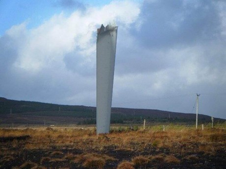 Fallen rotor splice at the Corkermore wind farm.