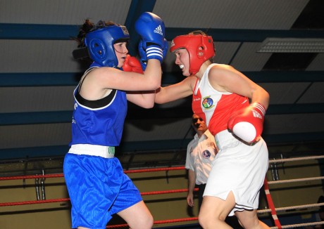 Austeja Auciute, Finn Valley Boxing Club, red against Niamh Aherne, Olympic BC.