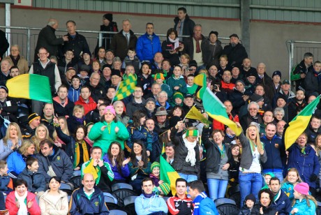 Glenswilly supporters cheer on the team at Healy park.