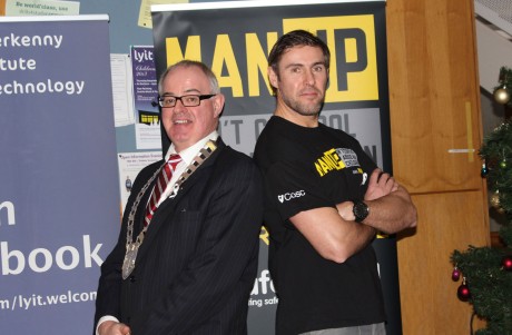 Cllr. Paschal Blake, Mayor of Letterkenny, and Jason Black at the Man Up launch.