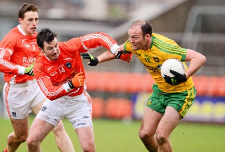 Colm McFadden in action against Armagh. The St Michael's man netted a crucial goal.