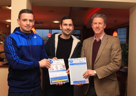 Pictured at the launch of the Mark Farren 5km Walk/Run/Jog are Kevin McHugh, Mark Farren and Anthony Kernan, Sponsor. The event will take place on Saturday 8th February in Killea.
