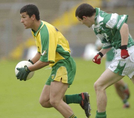 Frank McGlynn in action for the Donegal minors in the 2003 Ulster Minor Championship.