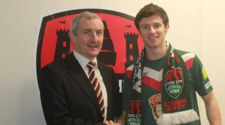 Johnny Dunleavy with the Cork City manager John Caulfield.