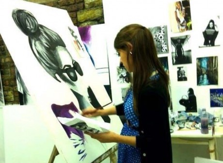 Zara McDaid working in her studio.