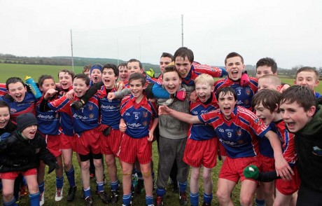 Coláiste na Carraige players celebrate their win over Carndonagh Community School in  
