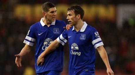 Seamus Coleman and John Stones, who replaced him in last night's draw.