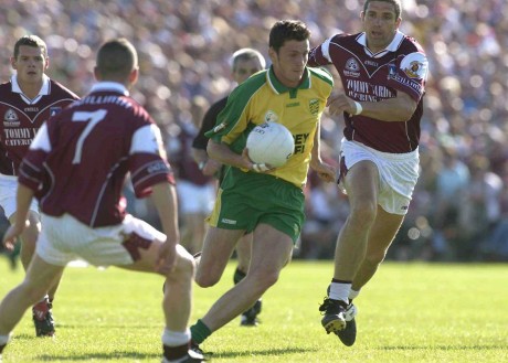Christy Toye, in action against Kevin Brady and Kevin Walsh of Galway in the 2003 All-Ireland quarter-final replay in Castlebar.