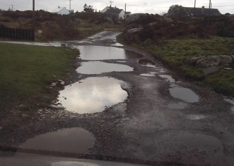 The road at Arlands, Burtonport which leads to eleven homes.