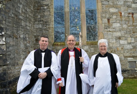 Rev David McDonnell, Bishop Good & Dean Katherine Poulton.