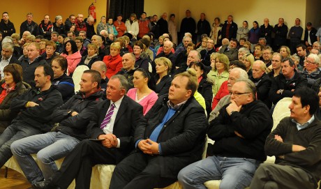 A section of the large crowd who attended the meeting in the Highlands Hotel, Glenties. Photo: Michael O'Donnell.
