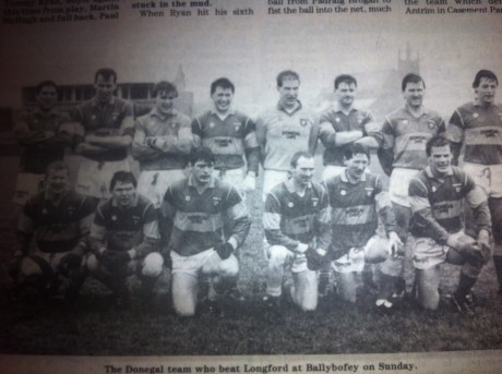 Declan Bonner (front left) with the Donegal team that defeated Longford in the National League in 1991. Declan togged for Finn Harps earlier that day.